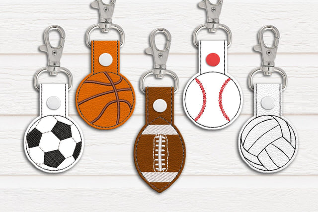 Sports Ball ITH Key Fob Applique Embroidery Bundle Embroidery/Applique DESIGNS Designed by Geeks 