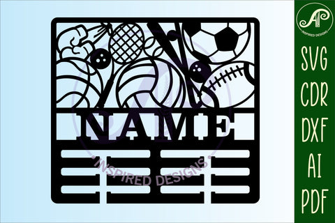 Sports ball medal holder Name svg laser cut template SVG APInspireddesigns 