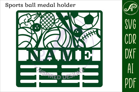 Sports ball medal holder Name svg laser cut template SVG APInspireddesigns 