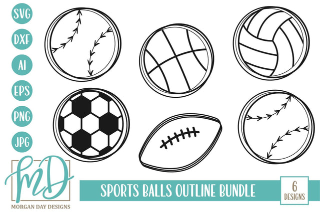 Sports Balls Outline Bundle SVG Morgan Day Designs
