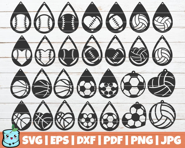 Sports Earrings Bundle SVG MintyMarshmallows 