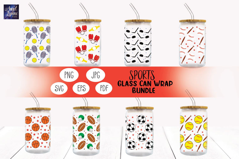 Sports Glass Wrap Bundle | Sports Libbey Glass Wrap Bundle SVG Angel Lynne Designs 