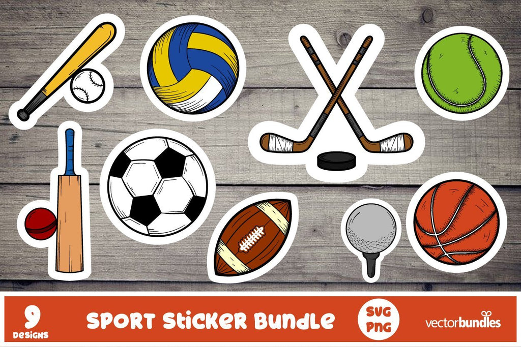 Sports Sticker Vector Sports hand drawn sticker bundle - So Fontsy