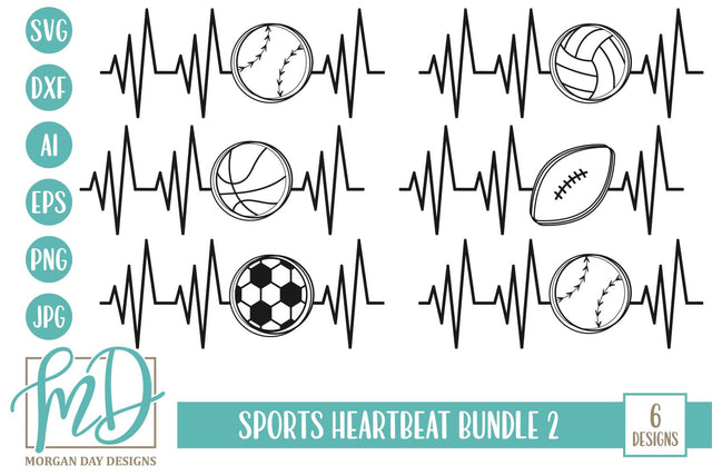 Sports Heartbeat Bundle 2 SVG Morgan Day Designs