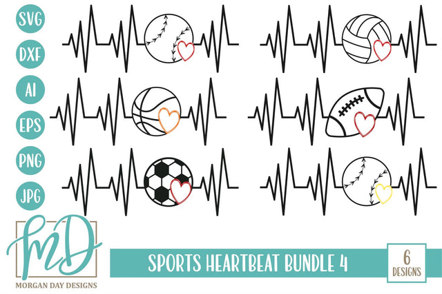 Sports Heartbeat Bundle 4 SVG Morgan Day Designs