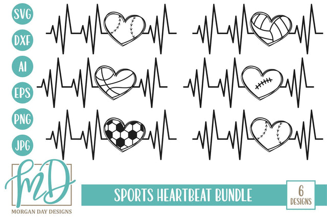 Sports Heartbeat Bundle SVG Morgan Day Designs
