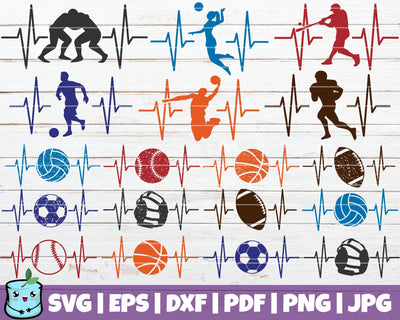 Sports Heartbeat SVG Bundle SVG MintyMarshmallows 