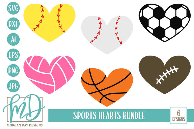 Sports Hearts Bundle SVG Morgan Day Designs