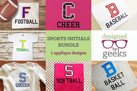 Sports Initials Applique Embroidery Bundle Embroidery/Applique Designed by Geeks 