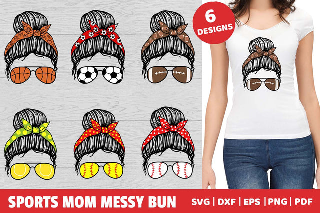 Sports Mom Messy Bun SVG Bundle | Messy Bun SVG SVG Irina Ostapenko 