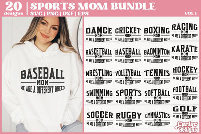 Sports Mom SVG Bundle | Mom T-shirt Designs | Vol1 SVG Carla C Designs 