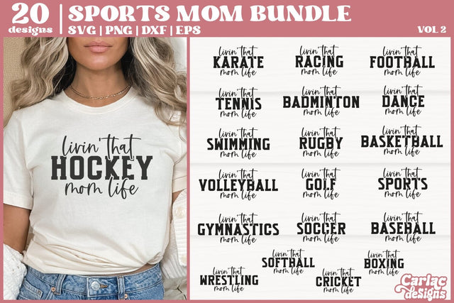 Sports Mom SVG Bundle | Mom T-shirt Designs | Vol2 SVG Carla C Designs 