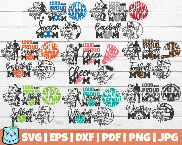 Sports Mom SVG Bundle SVG MintyMarshmallows 