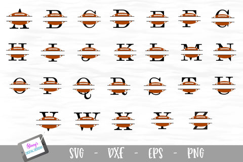 Sports Monogram Bundle - 6 Sets of Sports Split Letters A-Z SVG Stacy's Digital Designs 
