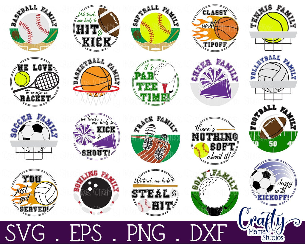 Sports Svg Bundle | Sports Round Sign Svg - So Fontsy