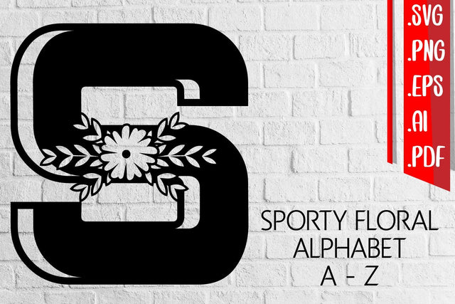 Sporty Spring Floral Alphabet A-Z svg eps ai png pdf SVG zafrans studio 