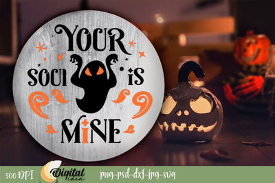 Sppoky Ghost SVG. Halloween Layered Round sign Design. Halloween SVG. Laser Cut SVG Evgenyia Guschina 