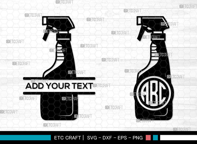 Spray Bottle Mnogram SVG, Split Mnogram SVG, Cleaner Spray Svg, Maid Service Svg, Water Spray Svg, Glass Cleaner Svg, Spray Bottle SVG ETC Craft 