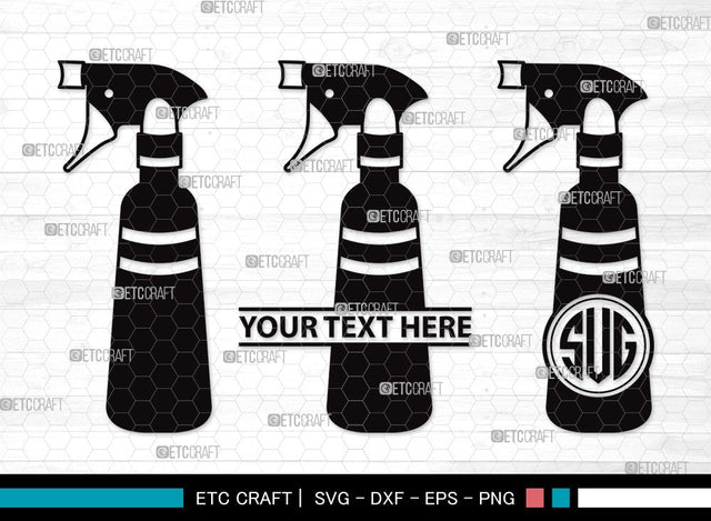 Spray Bottle Monogram SVG Cut File | Purfume Bottle Svg | Barber Tool Svg | Water Spray Svg | Spray Cleaner Svg | Hand Spray Svg | Comb Clipart SVG ETC Craft 