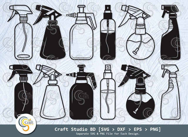 Spray Bottle Silhouette, Spray Bottle SVG, Cleaner Spray Svg, Maid Service Svg, Water Spray Svg, Glass Cleaner Svg, Spray Bottle Bundle SVG ETC Craft 