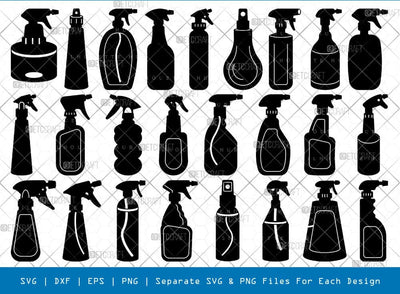 Spray bottle Silhouette, Spray Bottle SVG, Cleaner Spray Svg, Water Spray Svg, Glass Cleaner Svg, Spray bottle Bundle, SB00969 SVG ETC Craft 