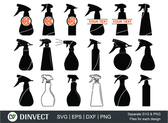 Spray Bottle SVG, Hairstylist clipart, Water Spray Silhouette, Maid Spray Bottle, Spray Bottle Clipart, Spray Bottle Silhouette, Cut File, Silhouette Studio SVG Dinvect 