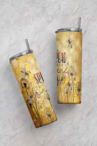 Spread Kindness - 20 oz skinny tumbler designs, Inspirational Bee - Tumbler wrap png, Dandelion - Sublimation Design, Digital Download - PNG Sublimation CaldwellArt 
