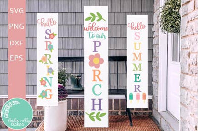 Spring and Summer Mini Porch Sign Bundle-Vertical Sign SVG Bundle SVG Linden Valley Designs 