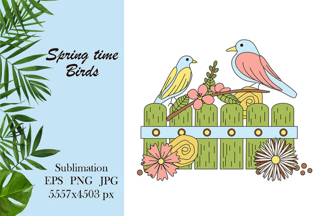 Spring birds - sublimation png Sublimation LuckyTurtleArt 