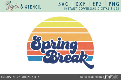 Spring Break SVG - Sunset SVG Style and Stencil 