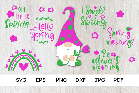 Spring Bundle SVG. Spring Gnomes, Quotes SVG,PNG. Bundle SVG SVG Olga Terlyanskaya 