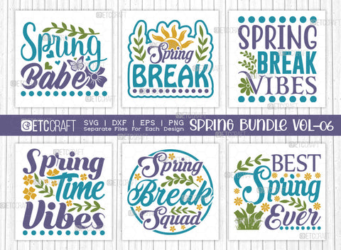 Spring Bundle Vol-06 | Spring Babe Svg | Spring Break Svg | Spring Break Vibes Svg | Springtime Vibes Svg | Spring Quote Design SVG ETC Craft 