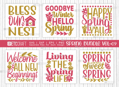 Spring Bundle Vol-09 | Bloom Where You Are Planted Svg | Hello Spring Svg | Flower Svg | Spring Blooms Svg | Spring Quote Design SVG ETC Craft 