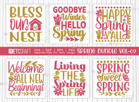 Spring Bundle Vol-09 | Bloom Where You Are Planted Svg | Hello Spring Svg | Flower Svg | Spring Blooms Svg | Spring Quote Design SVG ETC Craft 