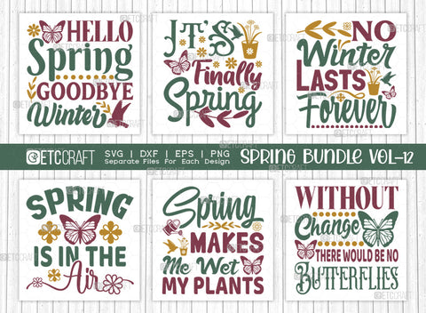 Spring Bundle Vol-12 | Hello Spring Goodbye Winter Svg | It's Finally Spring Svg | No Winter Last's Forever Svg | Spring Is In The Air Svg | Spring Quote Design SVG ETC Craft 
