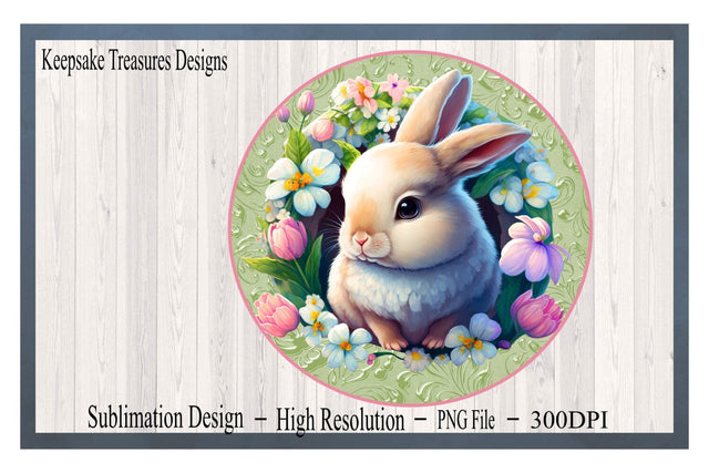 Spring Bunny, Easter Door Hanger Template, Sublimation Design, Wreath Sign, Digital Download, PNG Sublimation Keepsake Treasures Designs LLC. 