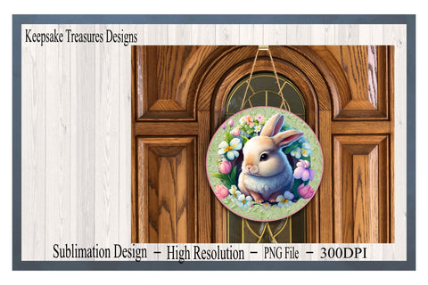 Spring Bunny, Easter Door Hanger Template, Sublimation Design, Wreath Sign, Digital Download, PNG Sublimation Keepsake Treasures Designs LLC. 