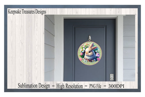 Spring Bunny, Easter Door Hanger Template, Sublimation Design, Wreath Sign, Digital Download, PNG Sublimation Keepsake Treasures Designs LLC. 