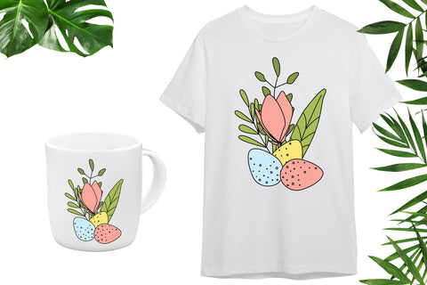 Spring Easter illustration - floral composition sublimation Sublimation LuckyTurtleArt 