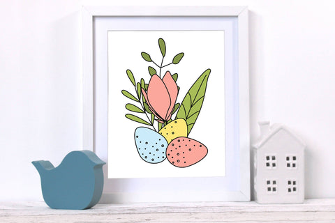 Spring Easter illustration - floral composition sublimation Sublimation LuckyTurtleArt 