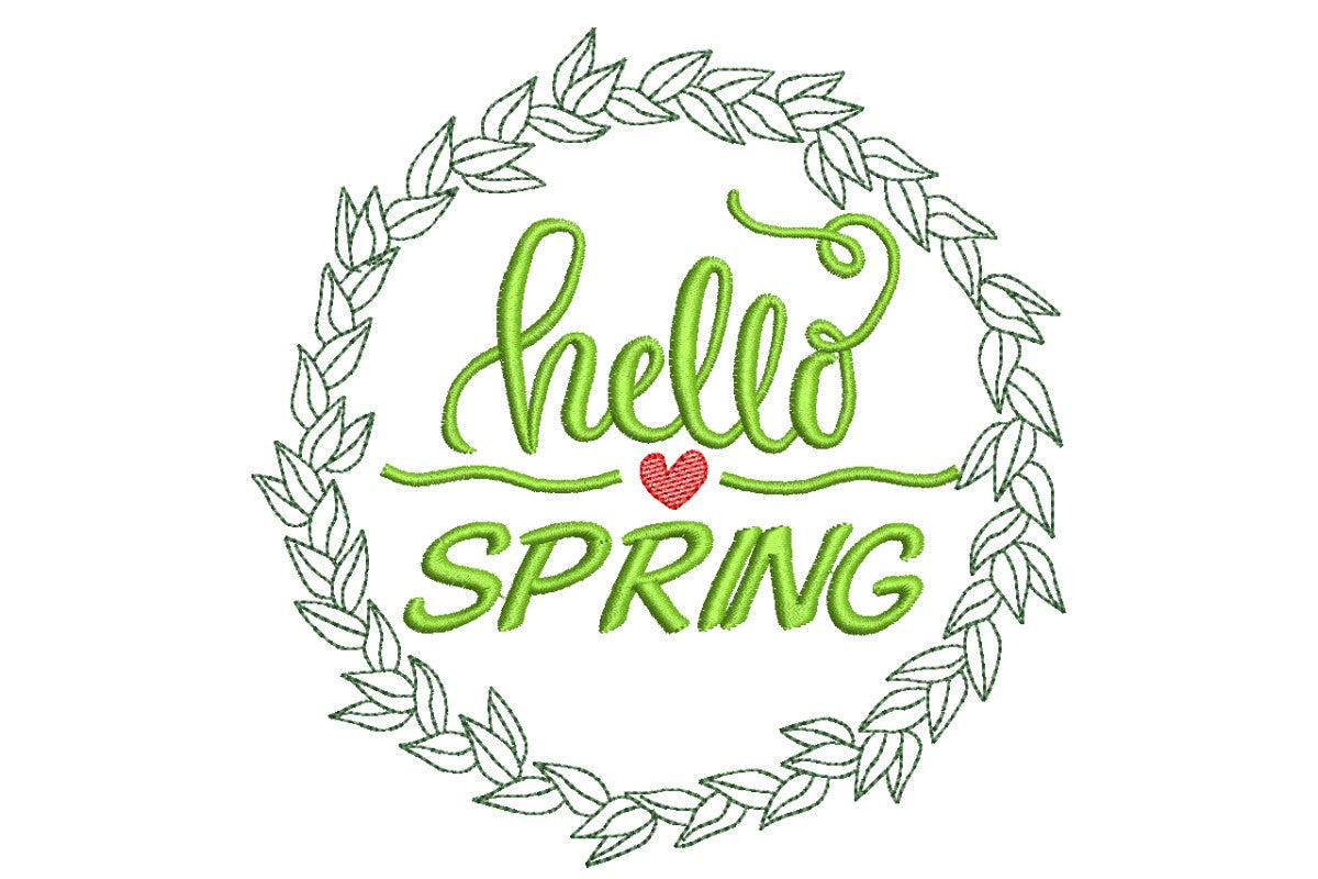 Spring Embroidery Design, Spring Wreath Embroidery Designs - So Fontsy