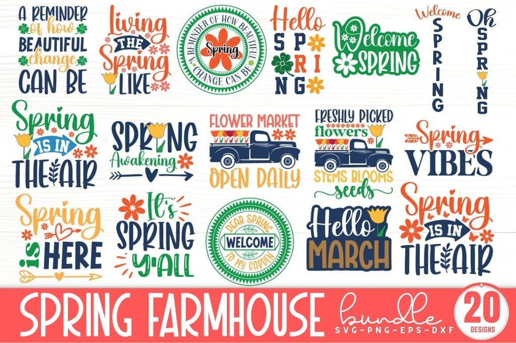 Spring House Svg Spring Farmhouse SVG Bundle - So Fontsy