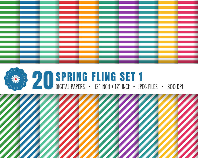 Spring Fling Digital Paper Set 1 - 20 Digital Papers in Spring Colors Digital Pattern Digital Clipart Deals 