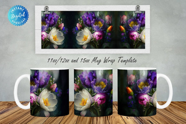 Spring Floral 11, 12 & 15 Oz Mug Sublimation Sublimation Regulrcrative 