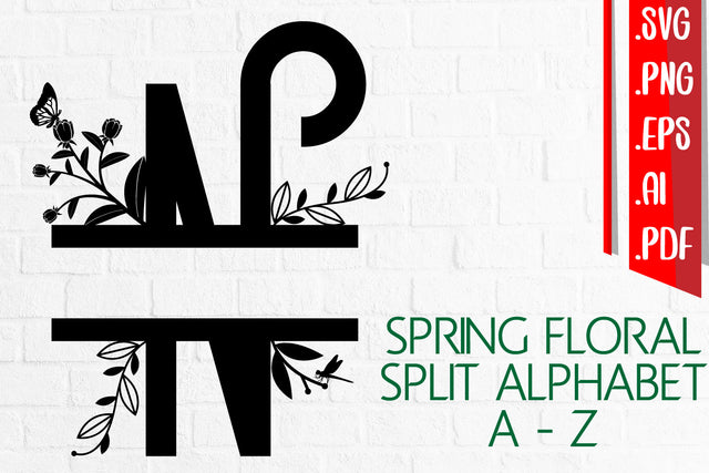 Spring Floral Split Monogram A-Z Bundle - Svg eps ai png pdf SVG zafrans studio 
