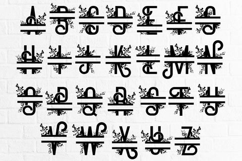 Spring Floral Split Monogram A-Z Bundle - Svg eps ai png pdf SVG zafrans studio 