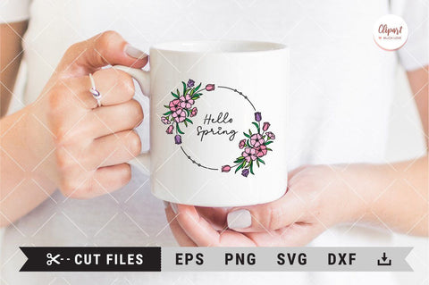 Spring floral wreath svg, Spring flowers monogram frame SVG, PNG, EPS, DXF, Cricut, Silhouette SVG ClipartMuchLove 