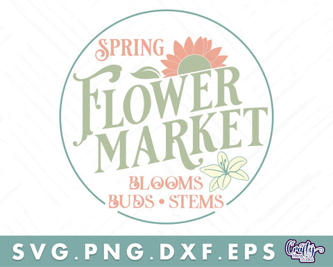 Spring Flower Market | Round Easter Svg | Door Hanger Svg SVG Crafty Mama Studios 