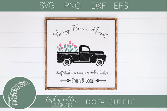 Spring Flower Market Vintage Truck SVG SVG Linden Valley Designs 