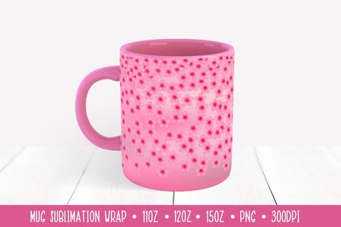 Spring Flowers Mug Sublimation Design. Pink Floral Mug Wrap Sublimation LaBelezoka 